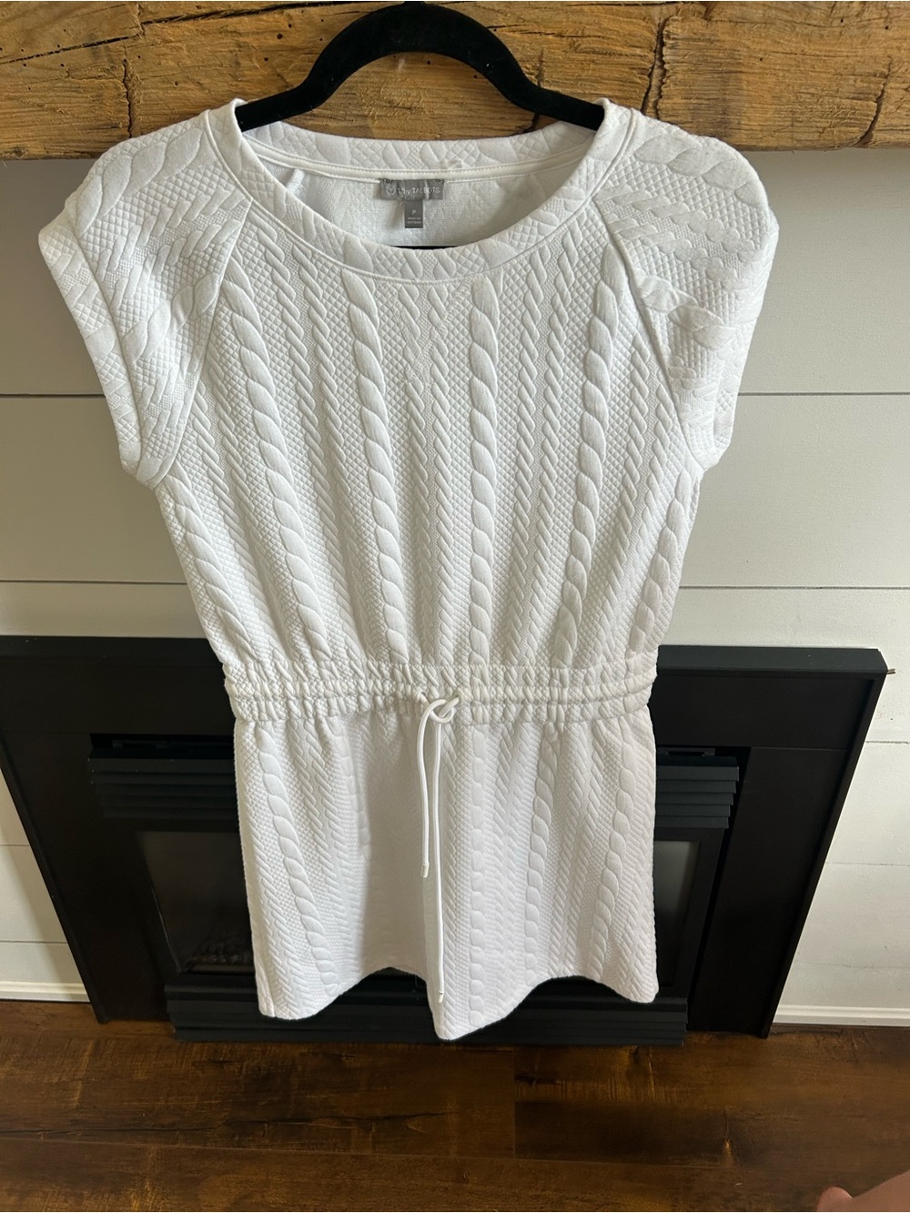NWOT Talbots White Cable-Knit Drawstring Waist Mini Dress
